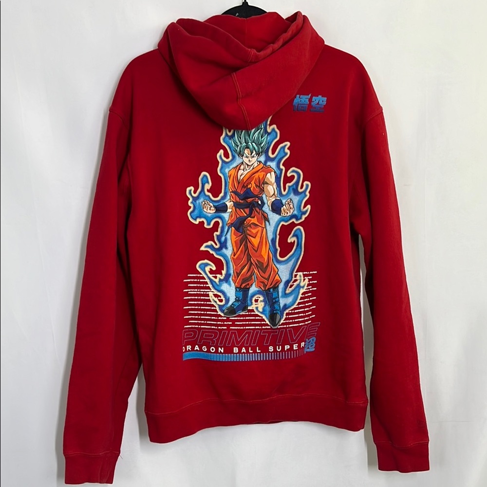 Red Hoodie Dragon Ball Z Hooded Sweatshirt in red without ties graphic sweatshir